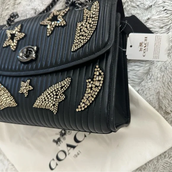 Coach Parker Chain Black Studded Shoulder Bag